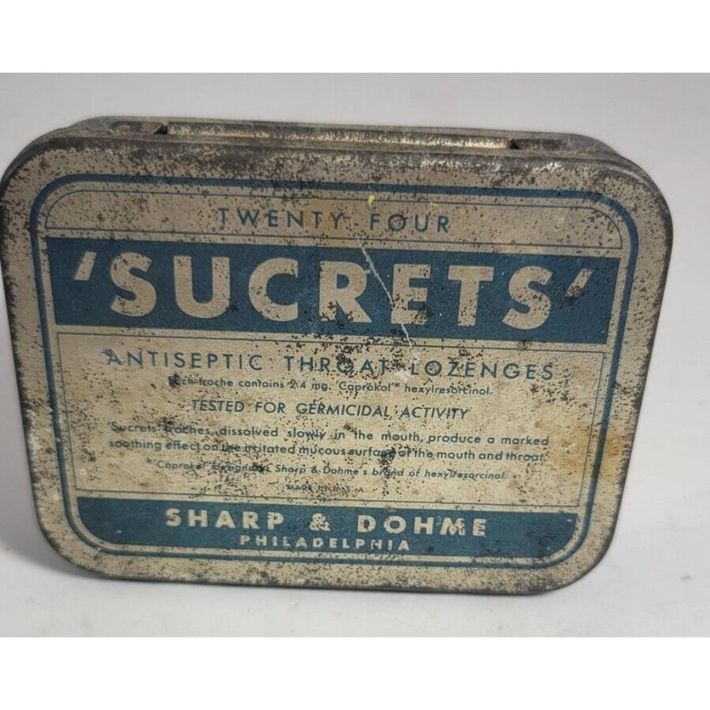 Vintage 1950/60s Sucrets Antiseptic Throat Lozenges Tin - Empty